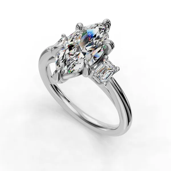 18K White Gold Marquise Engagement Ring Setting SVS Fine Jewelry Oceanside, NY