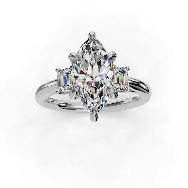 18K White Gold Marquise Engagement Ring Setting Image 4 SVS Fine Jewelry Oceanside, NY