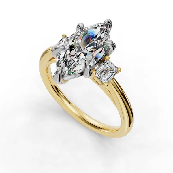 18K Yellow Gold Marquise Engagement Ring Setting SVS Fine Jewelry Oceanside, NY