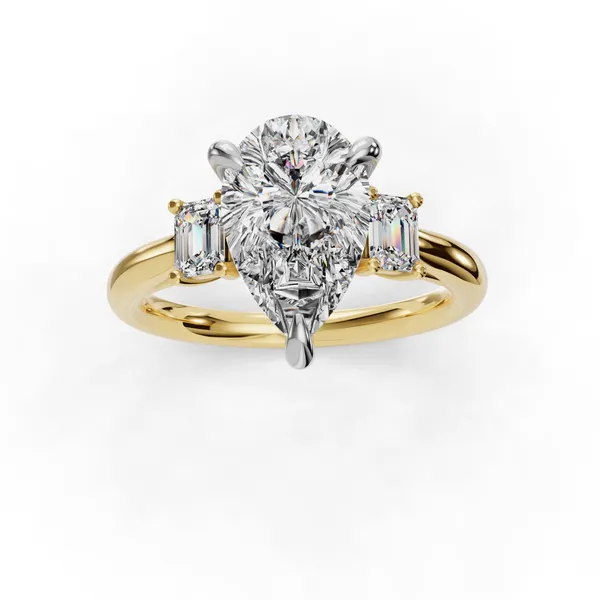 18K Yellow Gold Pear Engagement Ring Setting Image 4 SVS Fine Jewelry Oceanside, NY