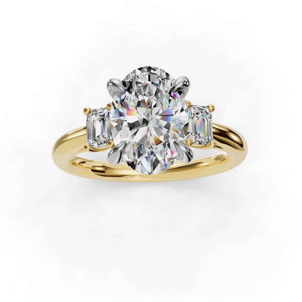 18K Yellow Gold Oval Engagement Ring Setting Image 4 SVS Fine Jewelry Oceanside, NY