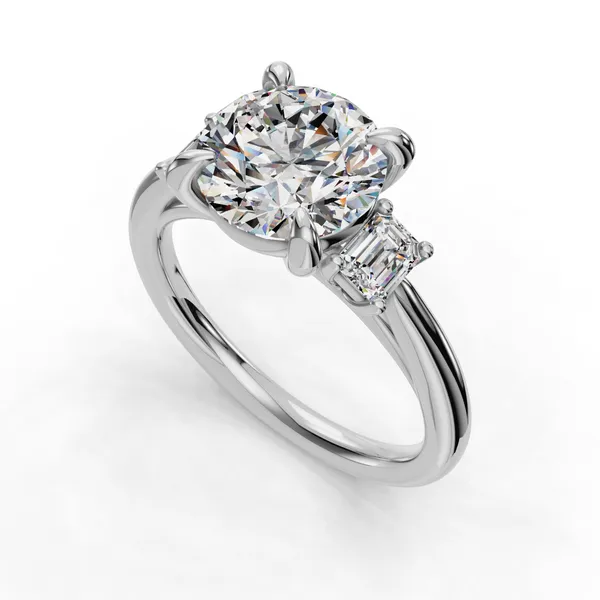 Platinum Round Engagement Ring Setting SVS Fine Jewelry Oceanside, NY