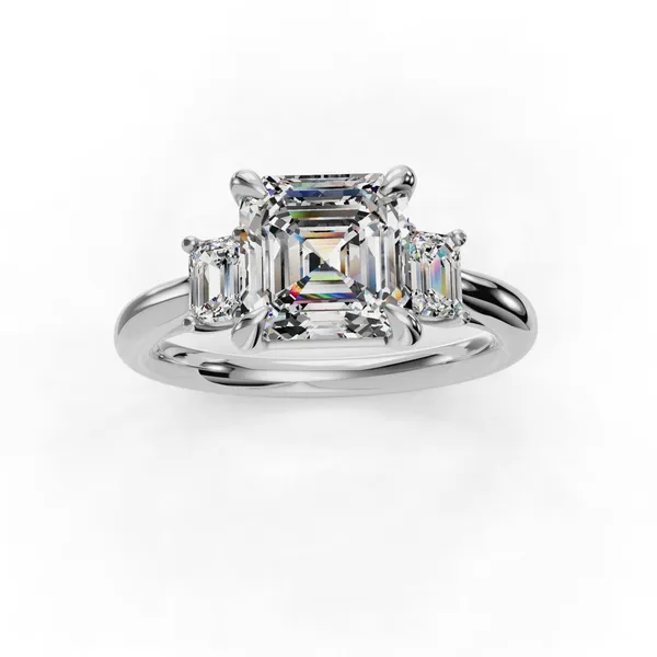 Platinum Asscher Engagement Ring Setting Image 4 SVS Fine Jewelry Oceanside, NY