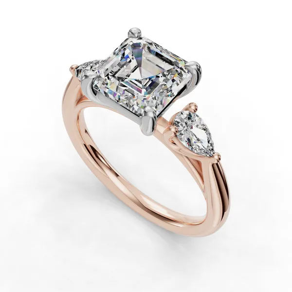 14K Rose Gold Asscher Engagement Ring Setting SVS Fine Jewelry Oceanside, NY