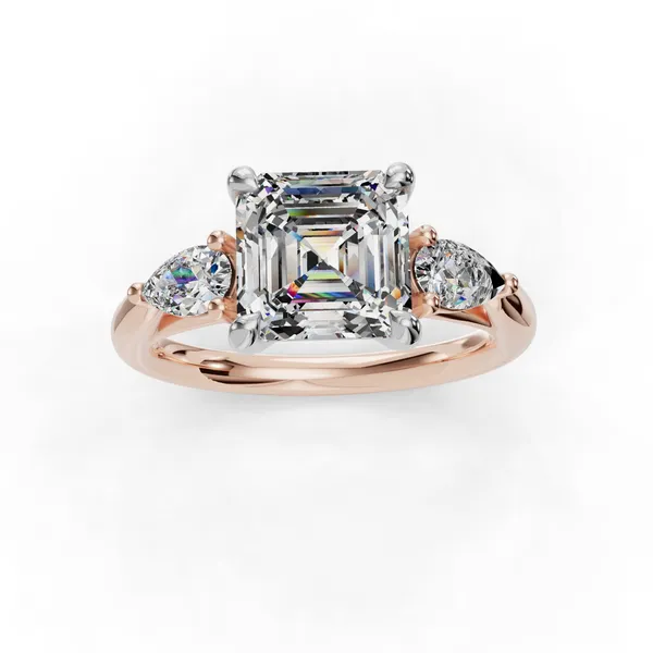 14K Rose Gold Asscher Engagement Ring Setting Image 4 SVS Fine Jewelry Oceanside, NY