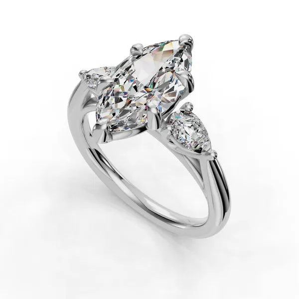 14K White Gold Marquise Engagement Ring Setting SVS Fine Jewelry Oceanside, NY