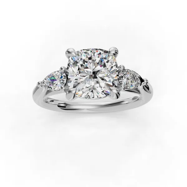 14K White Gold Cushion Engagement Ring Setting Image 4 SVS Fine Jewelry Oceanside, NY