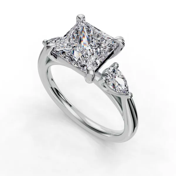 14K White Gold Princess Engagement Ring Setting SVS Fine Jewelry Oceanside, NY