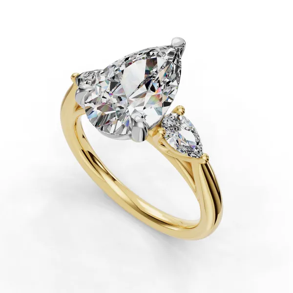 14K Yellow Gold Pear Engagement Ring Setting SVS Fine Jewelry Oceanside, NY