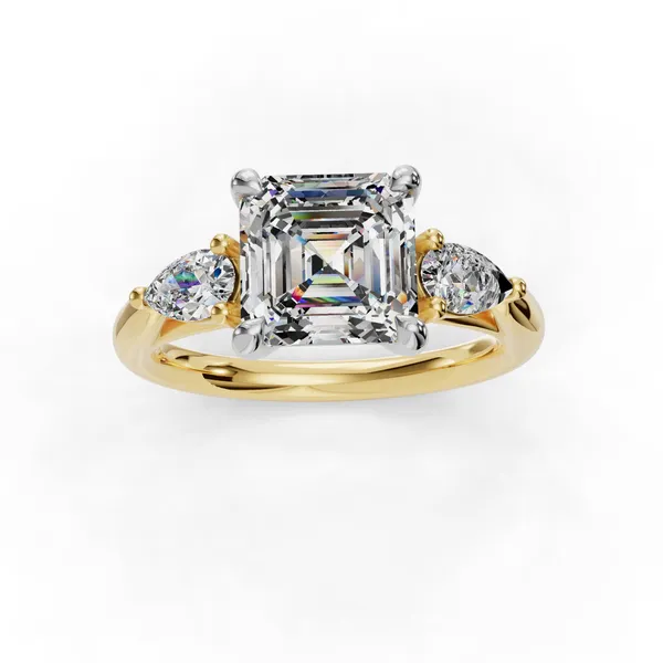 14K Yellow Gold Asscher Engagement Ring Setting Image 4 SVS Fine Jewelry Oceanside, NY