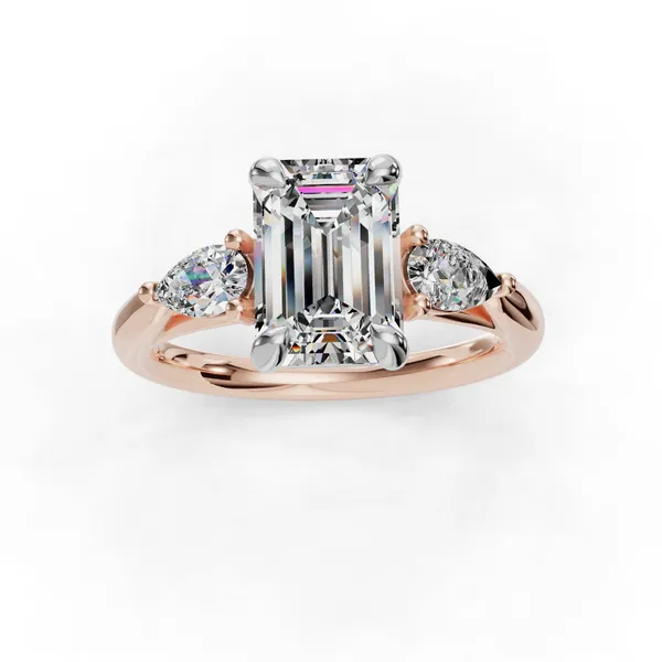 18K Rose Gold Emerald Engagement Ring Setting Image 4 SVS Fine Jewelry Oceanside, NY