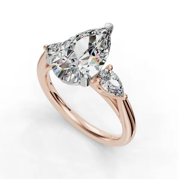 18K Rose Gold Pear Engagement Ring Setting SVS Fine Jewelry Oceanside, NY