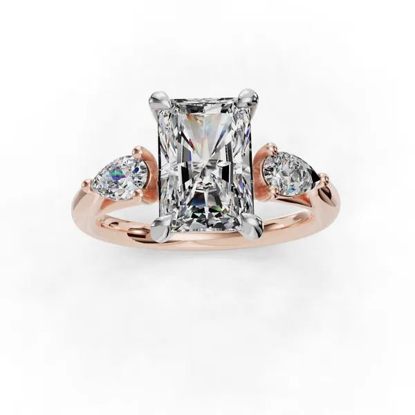 18K Rose Gold Radiant Engagement Ring Setting Image 4 SVS Fine Jewelry Oceanside, NY