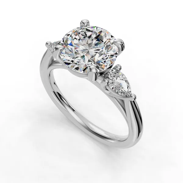 18K White Gold Round Engagement Ring Setting SVS Fine Jewelry Oceanside, NY