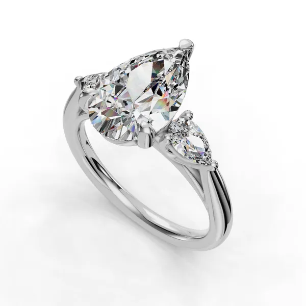 18K White Gold Pear Engagement Ring Setting SVS Fine Jewelry Oceanside, NY