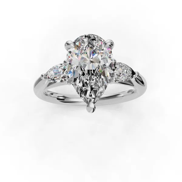 18K White Gold Pear Engagement Ring Setting Image 4 SVS Fine Jewelry Oceanside, NY