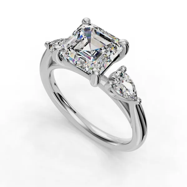 18K White Gold Asscher Engagement Ring Setting SVS Fine Jewelry Oceanside, NY