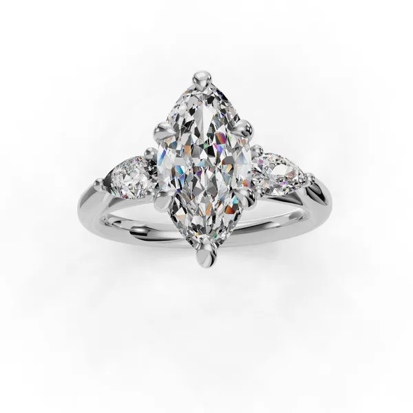 18K White Gold Marquise Engagement Ring Setting Image 4 SVS Fine Jewelry Oceanside, NY