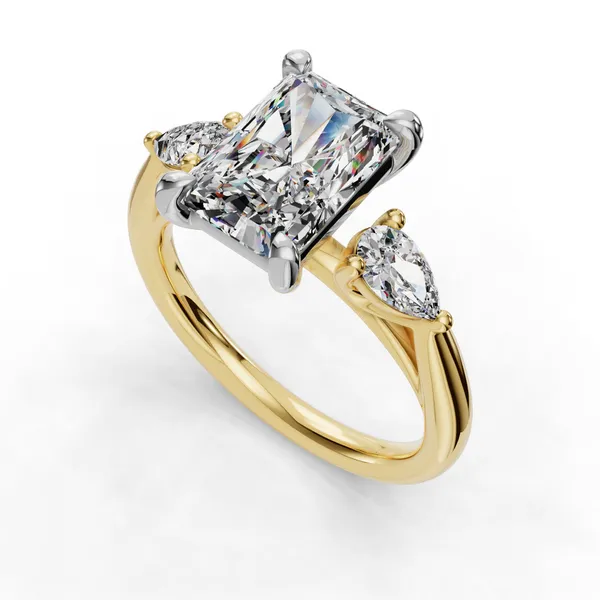 18K Yellow Gold Radiant Engagement Ring Setting SVS Fine Jewelry Oceanside, NY