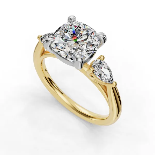 18K Yellow Gold Cushion Engagement Ring Setting SVS Fine Jewelry Oceanside, NY