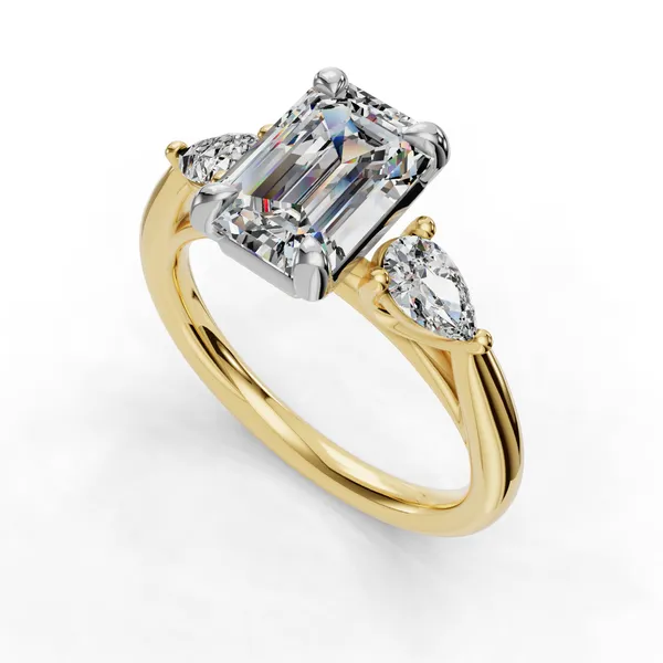 18K Yellow Gold Emerald Engagement Ring Setting SVS Fine Jewelry Oceanside, NY