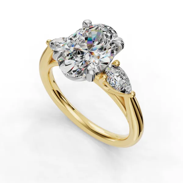 18K Yellow Gold Oval Engagement Ring Setting SVS Fine Jewelry Oceanside, NY