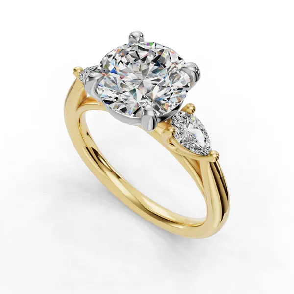 18K Yellow Gold Round Engagement Ring Setting SVS Fine Jewelry Oceanside, NY