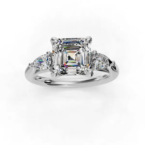 Platinum Asscher Engagement Ring Setting Image 4 SVS Fine Jewelry Oceanside, NY