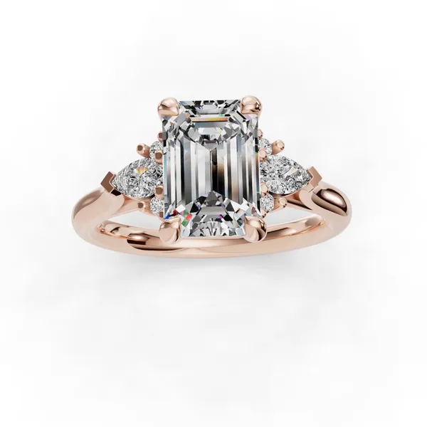 14K Rose Gold Emerald Engagement Ring Setting Image 4 SVS Fine Jewelry Oceanside, NY