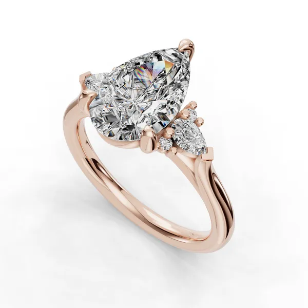 14K Rose Gold Pear Engagement Ring Setting SVS Fine Jewelry Oceanside, NY