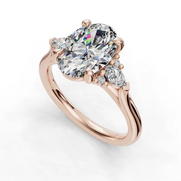 14K Rose Gold Oval Engagement Ring Setting SVS Fine Jewelry Oceanside, NY