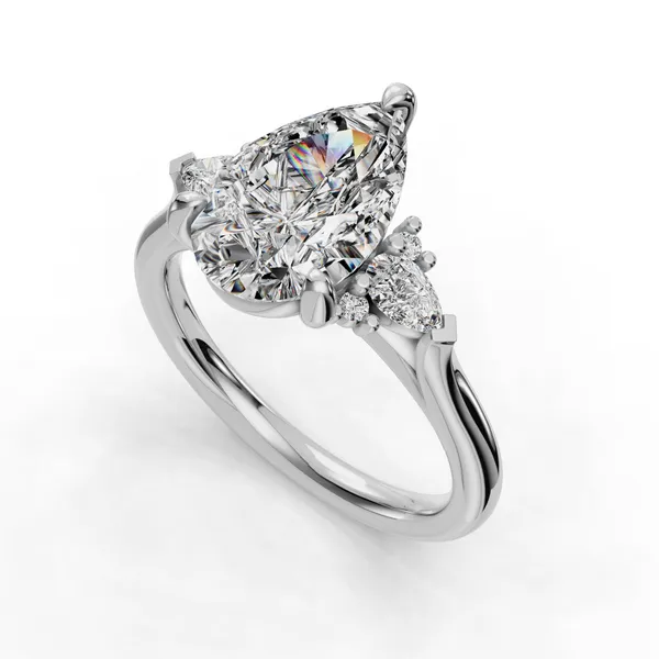 14K White Gold Pear Engagement Ring Setting SVS Fine Jewelry Oceanside, NY