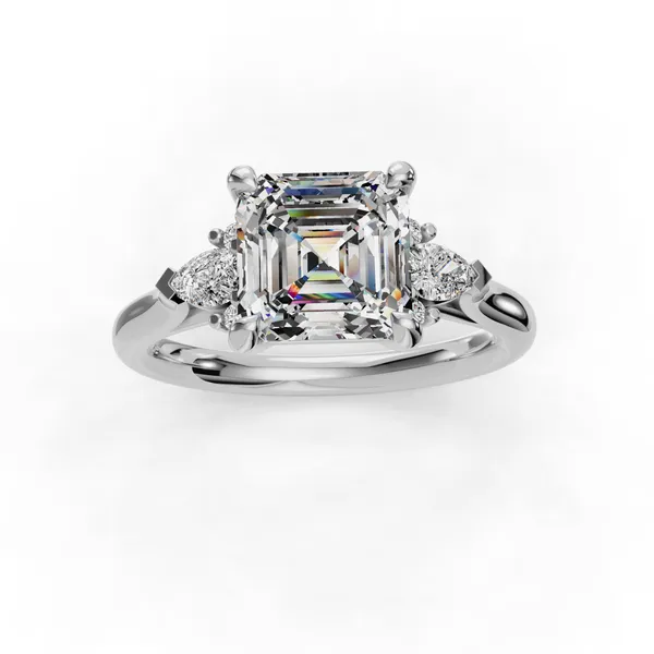 14K White Gold Asscher Engagement Ring Setting Image 4 SVS Fine Jewelry Oceanside, NY