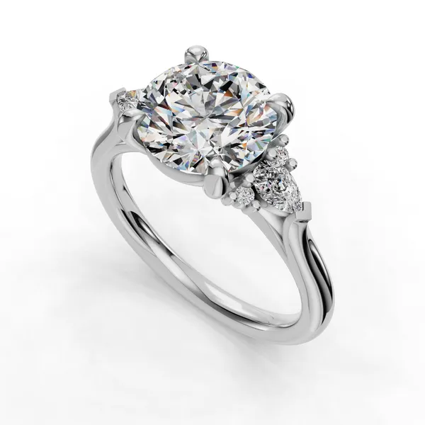 14K White Gold Round Engagement Ring Setting SVS Fine Jewelry Oceanside, NY