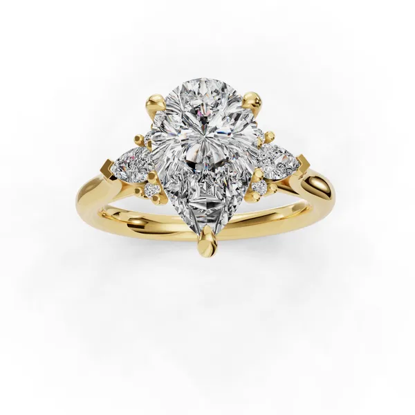 14K Yellow Gold Pear Engagement Ring Setting Image 4 SVS Fine Jewelry Oceanside, NY