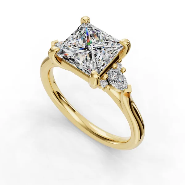 14K Yellow Gold Princess Engagement Ring Setting SVS Fine Jewelry Oceanside, NY