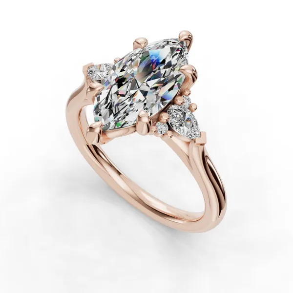 18K Rose Gold Marquise Engagement Ring Setting SVS Fine Jewelry Oceanside, NY