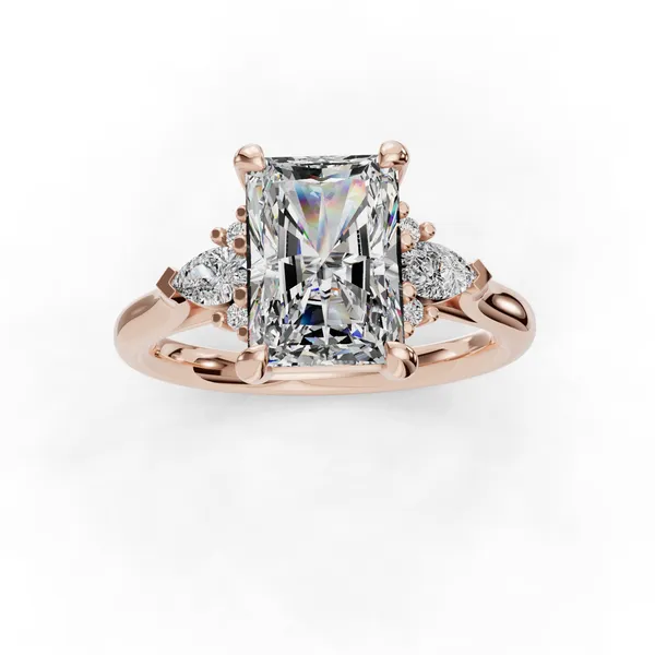 18K Rose Gold Radiant Engagement Ring Setting Image 4 SVS Fine Jewelry Oceanside, NY