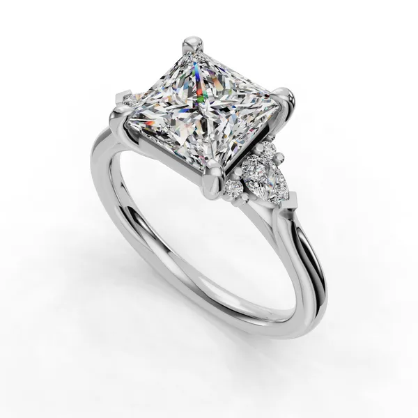 18K White Gold Princess Engagement Ring Setting SVS Fine Jewelry Oceanside, NY