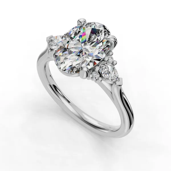 18K White Gold Oval Engagement Ring Setting SVS Fine Jewelry Oceanside, NY