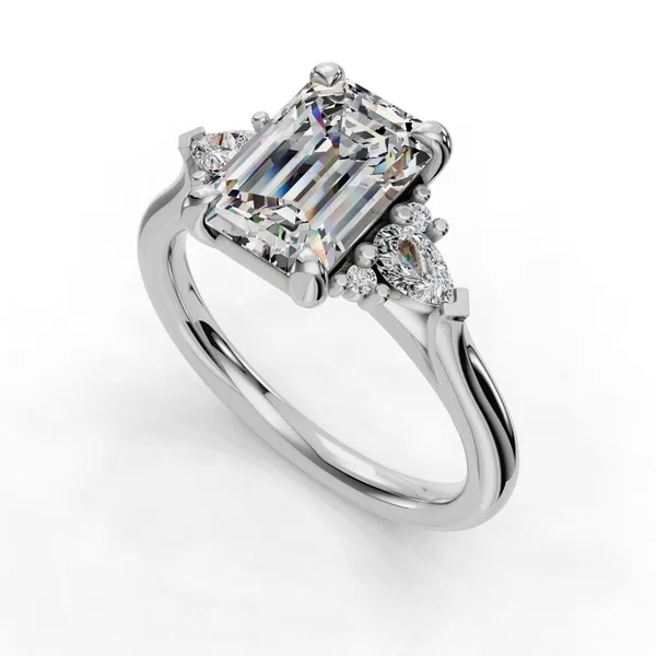 18K White Gold Emerald Engagement Ring Setting SVS Fine Jewelry Oceanside, NY