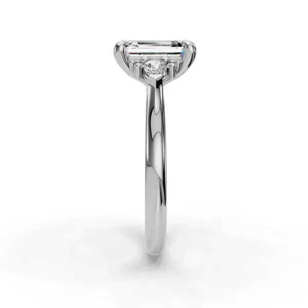 18K White Gold Emerald Engagement Ring Setting Image 3 SVS Fine Jewelry Oceanside, NY