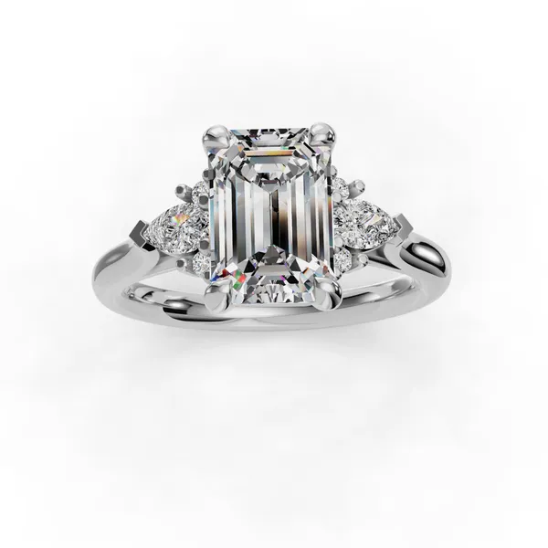 18K White Gold Emerald Engagement Ring Setting Image 4 SVS Fine Jewelry Oceanside, NY