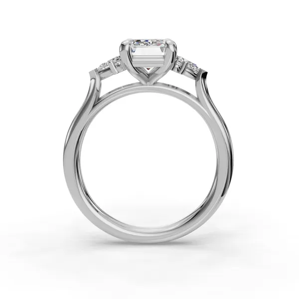 18K White Gold Emerald Engagement Ring Setting Image 2 SVS Fine Jewelry Oceanside, NY