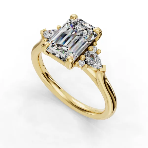 18K Yellow Gold Emerald Engagement Ring Setting SVS Fine Jewelry Oceanside, NY