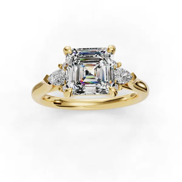 18K Yellow Gold Asscher Engagement Ring Setting Image 4 SVS Fine Jewelry Oceanside, NY