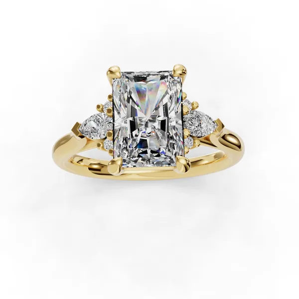 18K Yellow Gold Radiant Engagement Ring Setting Image 4 SVS Fine Jewelry Oceanside, NY