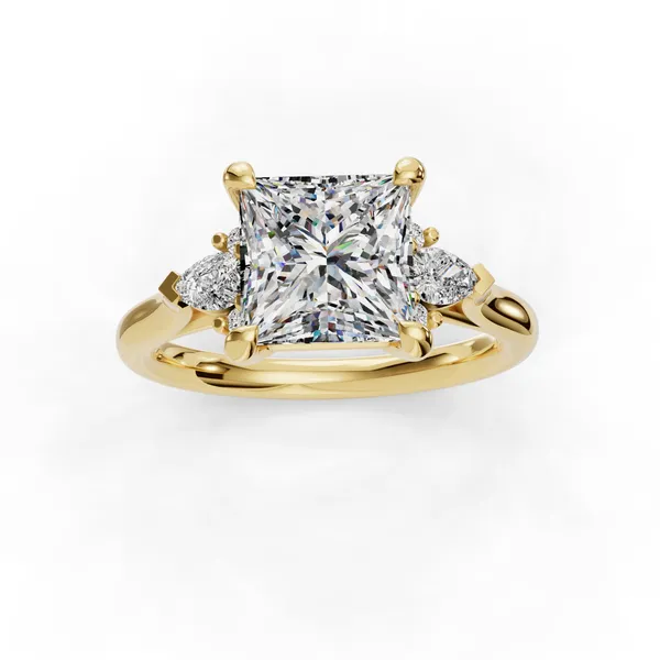 18K Yellow Gold Princess Engagement Ring Setting Image 4 SVS Fine Jewelry Oceanside, NY