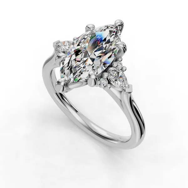 Platinum Marquise Engagement Ring Setting SVS Fine Jewelry Oceanside, NY