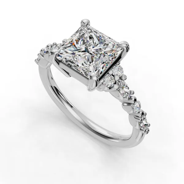 14K White Gold Princess Engagement Ring Setting SVS Fine Jewelry Oceanside, NY